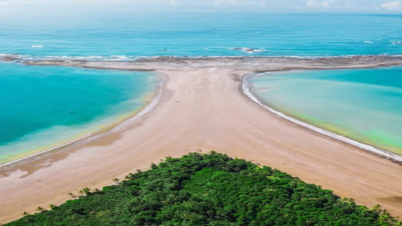Aerial view of the Whale's Tail at Uvita